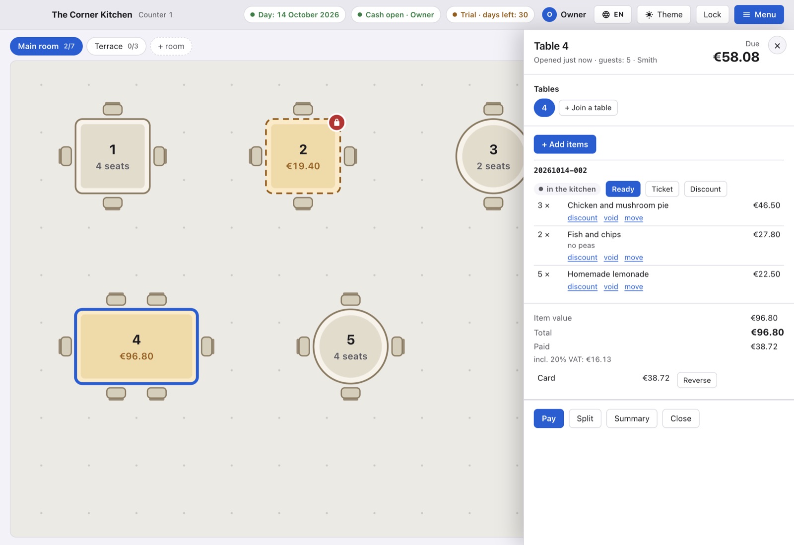 The floor plan in the Classic theme